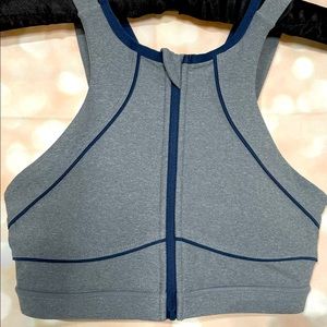 Mondetta High Neck Sports Bra - gray & blue size small